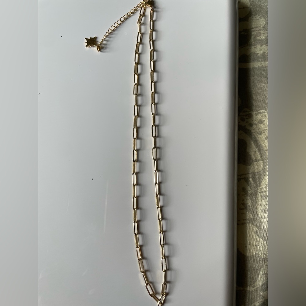 Gold plated paper clip necklace